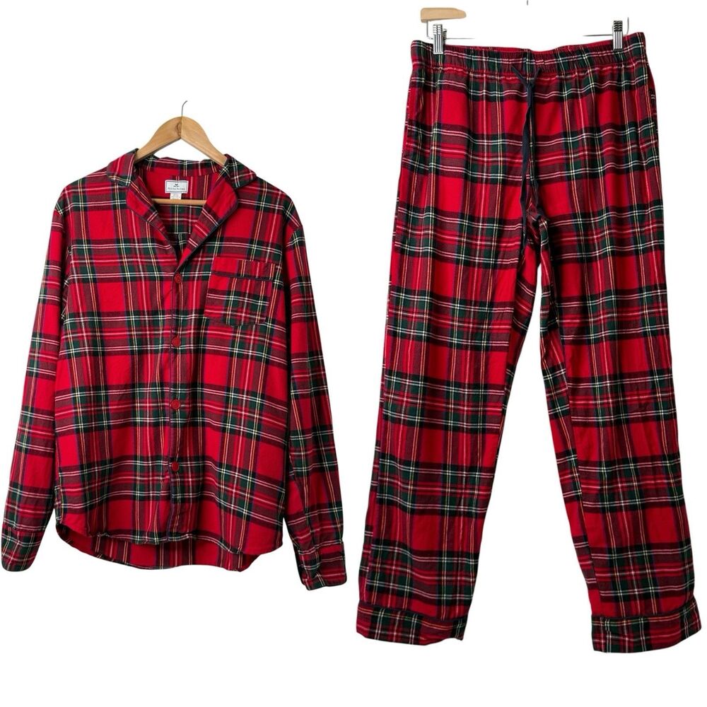 Petite Plume Brushed Twill 2Pc Pajama Set Imperial Tartan Plaid Unisex Sz M READ